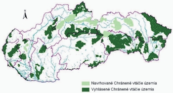 Mapa chránených vtáčích území